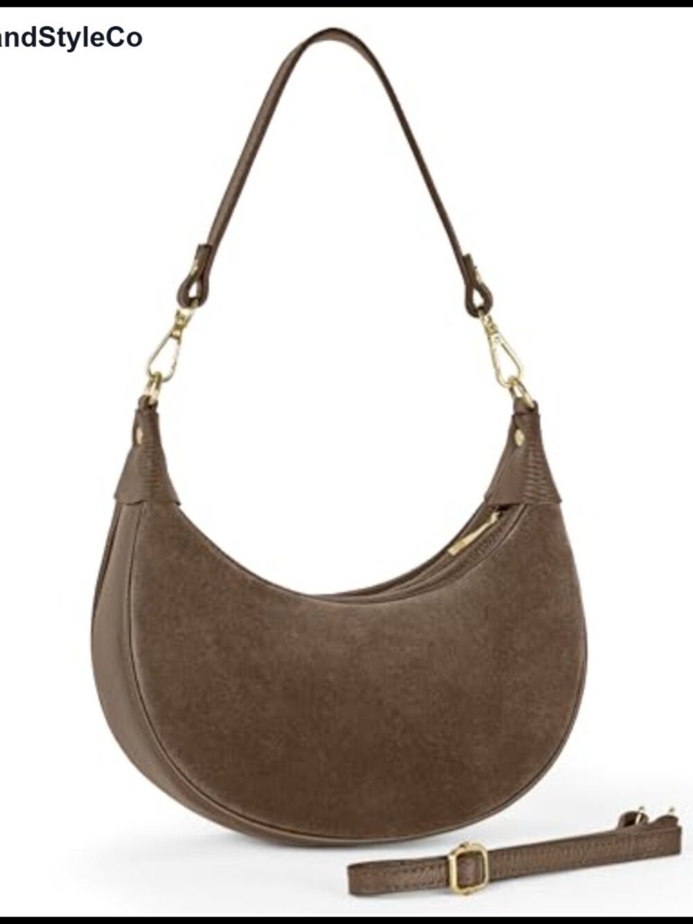 Genuine Suede & Calf Leather Crossbody Saddle Bag with 2 Straps